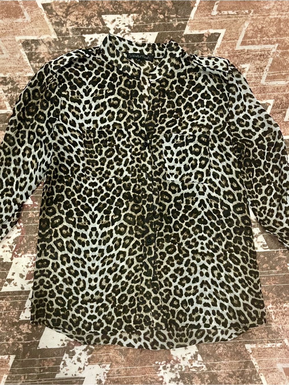 Leopard Print Button-Up Blouse